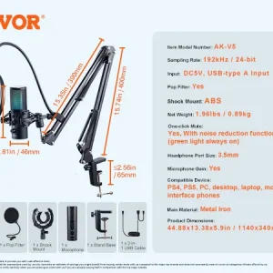 VEVOR USB Microphone Professional Condenser